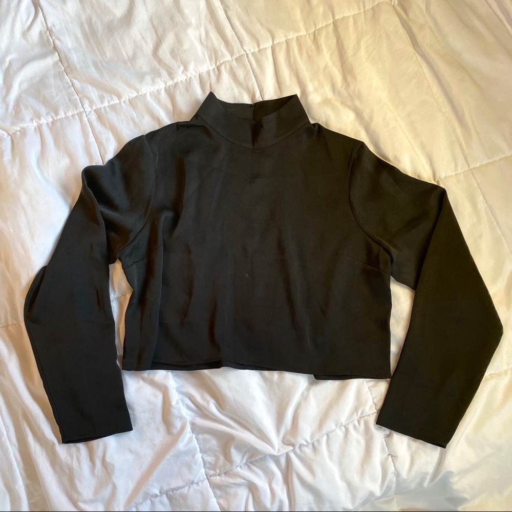 NWT Cropped Satin Mock Neck Top